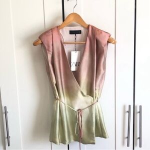 NWT Zara Pink and Green Ombre Sleeveless Top